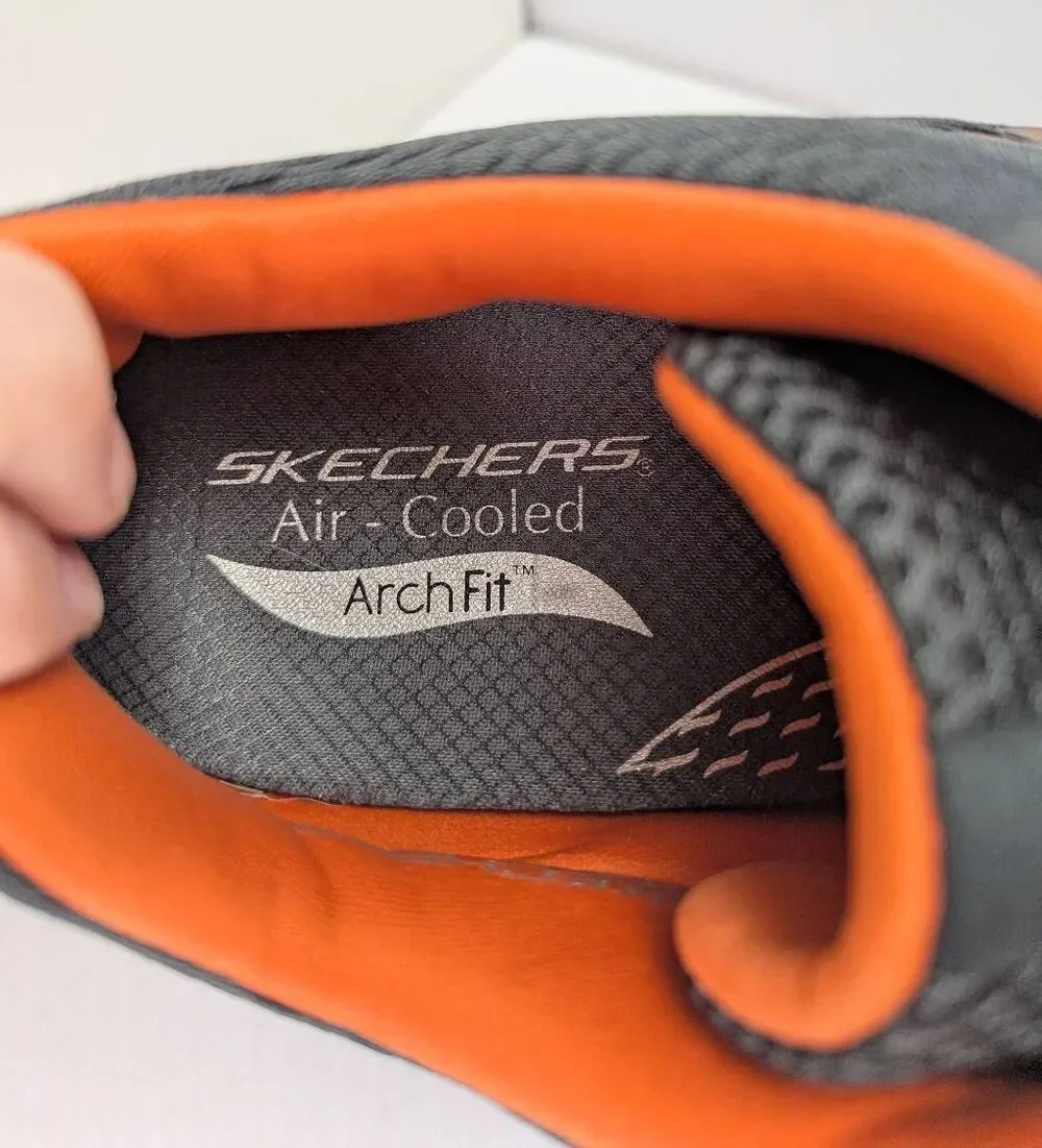 Skechers Archfit gray & orange go walk air cooled comfort sneakers mens 13